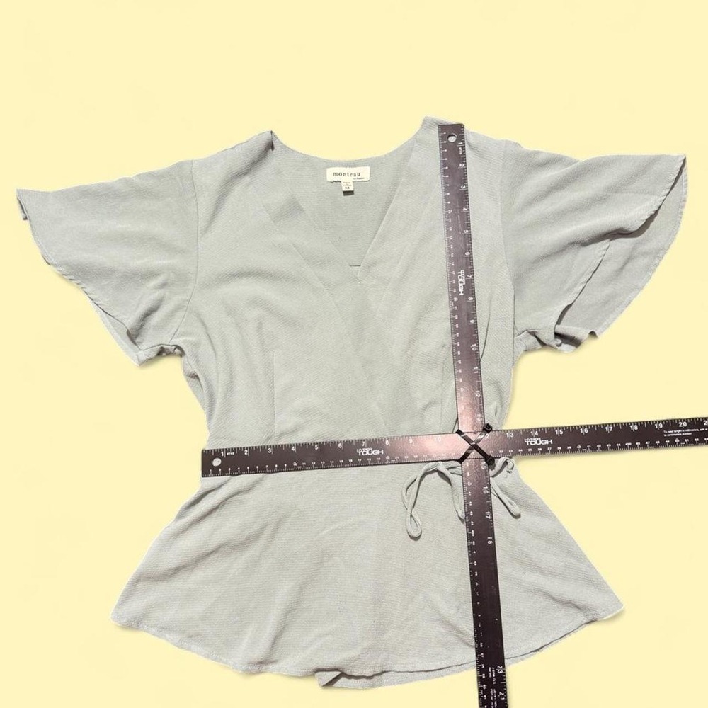 Monteau greenish top with peplum style - Picture 4 of 5